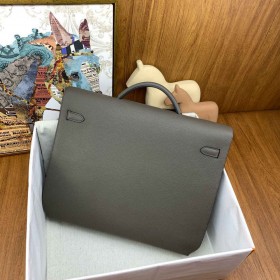 Hermes Kelly Depeches 36 Briefcase in Etain Clemence Leather