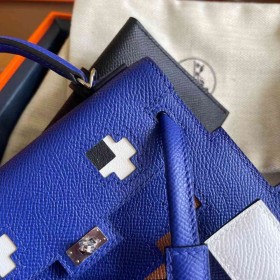 Hermes Kelly Doll Picto Bag in Blue Royal Epsom Calfskin