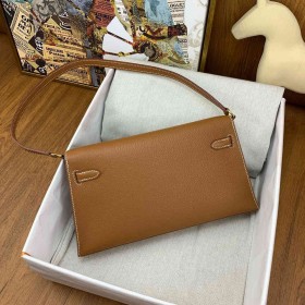 Hermes Kelly Elan Handmade Bag In Gold Chevre Mysore Leather