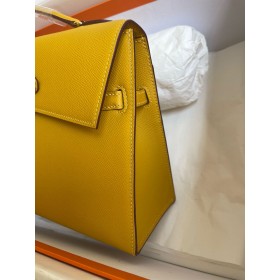 Hermes Kelly En Desordre 20 Handmade Bag in Jaune Ambre Epsom Calfskin