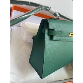 Hermes Kelly En Desordre 20 Handmade Bag in Malachite Epsom Calfskin