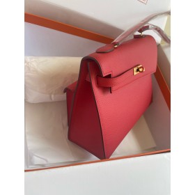Hermes Kelly En Desordre 20 Handmade Bag in Red Epsom Calfskin