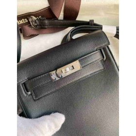 Hermes Kelly Jump Backpack in Black Swift Calfskin