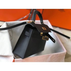 Hermes Kelly Mini II Bag In Black Epsom Leather GHW