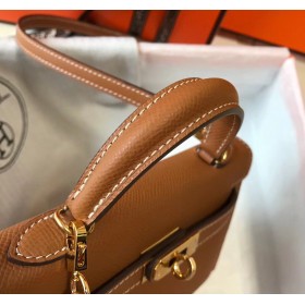 Hermes Kelly Mini II Bag In Gold Epsom Leather GHW