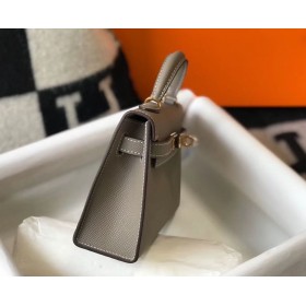 Hermes Kelly Mini II Bag In Gris Asphalt Epsom Leather GHW