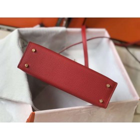 Hermes Kelly Mini II Bag In Rouge Vif Epsom Leather GHW
