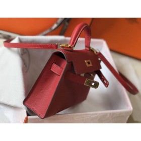 Hermes Kelly Mini II Bag In Rouge Vif Epsom Leather GHW