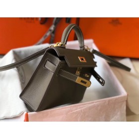 Hermes Kelly Mini II Bag In Taupe Grey Epsom Leather GHW