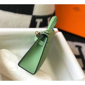 Hermes Kelly Mini II Bag In Vert Criquet Epsom Leather GHW