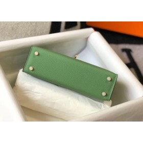 Hermes Kelly Mini II Bag In Vert Criquet Epsom Leather GHW