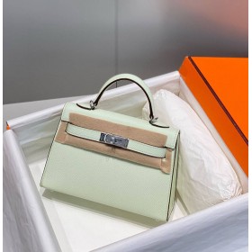 Hermes Kelly Mini II Bag In Vert Fizz Epsom Leather PHW
