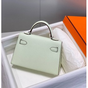 Hermes Kelly Mini II Bag In Vert Fizz Epsom Leather PHW