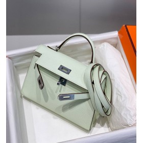 Hermes Kelly Mini II Bag In Vert Fizz Epsom Leather PHW