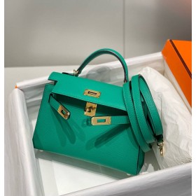 Hermes Kelly Mini II Bag In Vert Jade Epsom Leather GHW