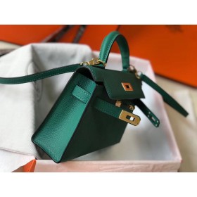 Hermes Kelly Mini II Bag In Vert Vertigo Epsom Leather GHW