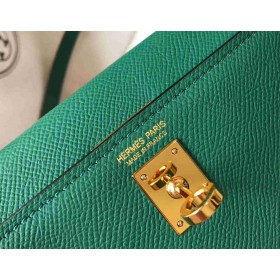 Hermes Kelly Mini II Bag In Vert Vertigo Epsom Leather GHW