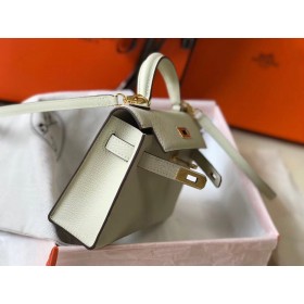 Hermes Kelly Mini II Bag In White Epsom Leather GHW