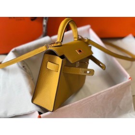 Hermes Kelly Mini II Bag In Yellow Epsom Leather GHW