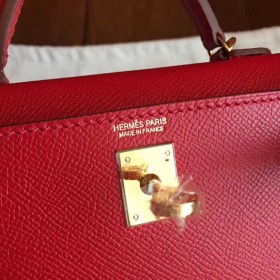 Hermes Kelly Mini II Handmade Bag In Red Epsom Leather