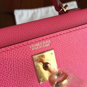 Hermes Kelly Mini II Handmade Bag In Rose Lipstick Epsom Leather