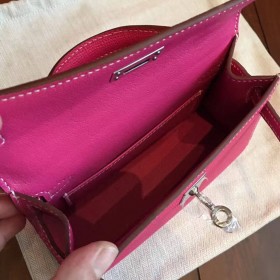 Hermes Kelly Mini II Handmade Bag In Rose Tyrien Epsom Leather