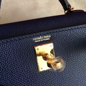 Hermes Kelly Mini II Handmade Bag In Sapphire Epsom Leather