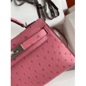 Hermes Kelly Mini II Handmade Bag In Terre Cutie Ostrich Leather