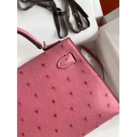 Hermes Kelly Mini II Handmade Bag In Terre Cutie Ostrich Leather