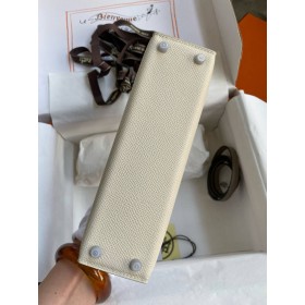Hermes Kelly Mini II Sellier Bicolor Handmade Bag in Craie and Gris Asphalt Epsom Calfskin