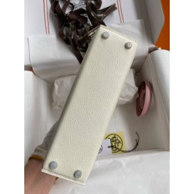 Hermes Kelly Mini II Sellier Bicolor Handmade Bag in Nata and Rose Sakura Chevre Mysore Leather