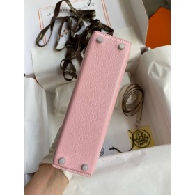 Hermes Kelly Mini II Sellier Bicolor Handmade Bag in Rose Sakura and Nata Chevre Mysore Leather