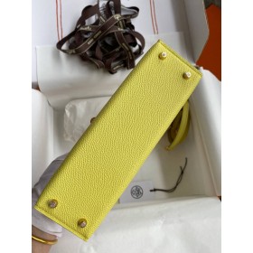 Hermes Kelly Mini II Sellier Handmade Bag In Lime Epsom Calfskin