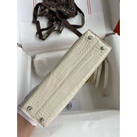 Hermes Kelly Mini II Sellier Handmade Bag in Nata Matte Alligator Leathe