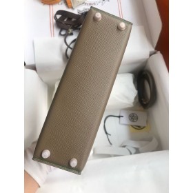 Hermes Kelly Mini II Sellier Verso Handmade Bag in Taupe and Bamboo Epsom Calfskin