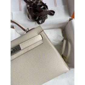 Hermes Kelly Mini II Verso Sellier Handmade Bag in Craie Epsom Calfskin