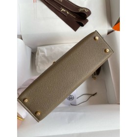 Hermes Kelly Mini II Verso Sellier Handmade Bag in Taupe Epsom Calfskin