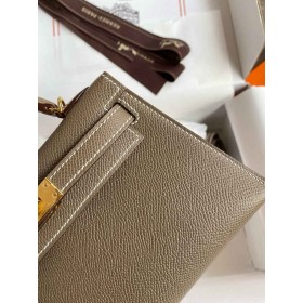 Hermes Kelly Mini II Verso Sellier Handmade Bag in Taupe Epsom Calfskin