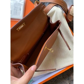 Hermes Kelly Moove Handmade Bag in Gold Swift Calfskin