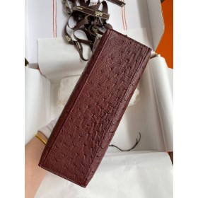 Hermes Kelly Pochette Handmade Bag In Bordeaux Ostrich Leather