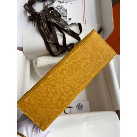 Hermes Kelly Pochette Handmade Bag In Jaune Ambre Epsom Calfskin