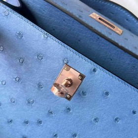 Hermes Kelly Pochette Handmade Bag in Mykonos Ostrich Leather