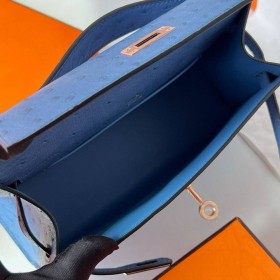 Hermes Kelly Pochette Handmade Bag in Mykonos Ostrich Leather