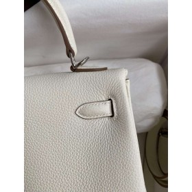 Hermes Kelly Retourne 25 Handmade Bag In Mushroom Clemence Leather