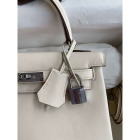 Hermes Kelly Retourne 25 Handmade Bag In Nata Swift Calfskin