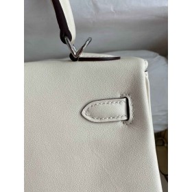 Hermes Kelly Retourne 25 Handmade Bag In Nata Swift Calfskin