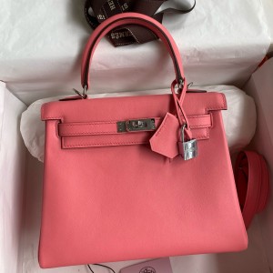 Hermes Kelly Retourne 25 Handmade Bag In Rose dEte Swift Calfskin