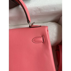 Hermes Kelly Retourne 25 Handmade Bag In Rose dEte Swift Calfskin