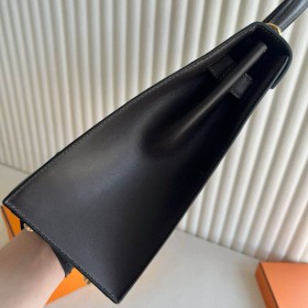 Hermes Kelly Retourne 32cm Handmade Bag in Black Swift Calfskin