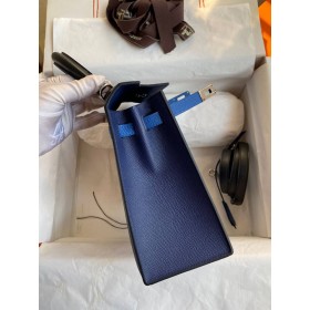 Hermes Kelly Sellier 25 Bicolor Bag in Blue Saphir and Blue France Epsom Calfskin